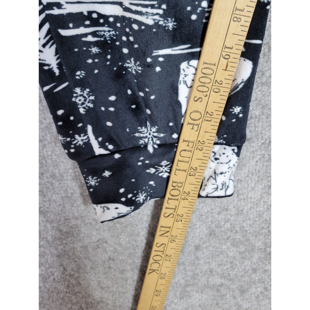 Cuddle Duds Jogger Pajama Lounge Pants Womens Sz PXL Black White‎ Velour Bears - Picture 8 of 8